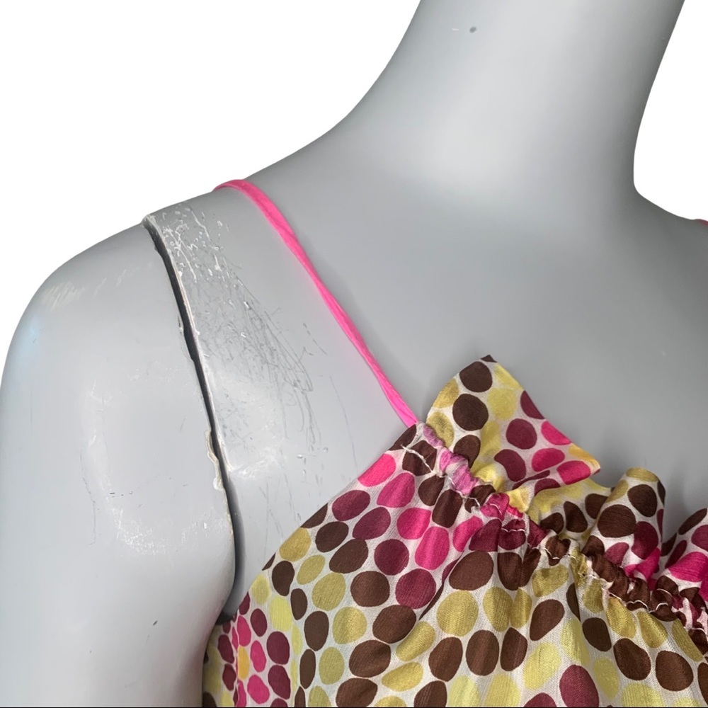 MILLY Vintage Silk Abstract Print Spaghetti Strap Drawstring Top Camisole - Picture 5 of 13